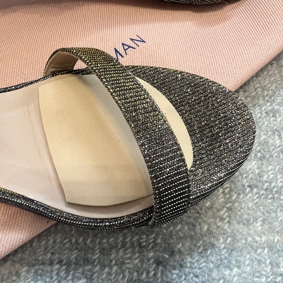 Stuart Weitzman 60 straight heel sandal in Pyrite metallic sparkle size 6B - Picture 10 of 12